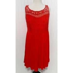 Torrid Women's Gauze Crochet Skater Sleeveless Mini Dress Orange Red Size 12‎